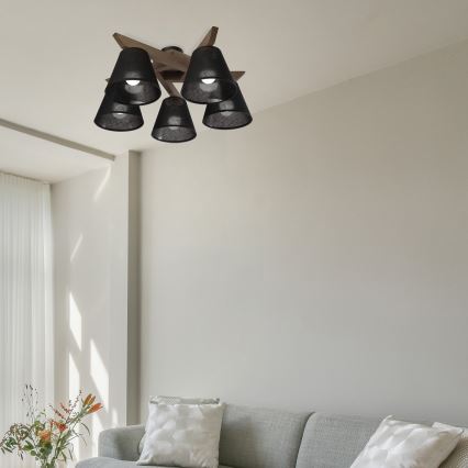 Brilagi - Bevestigde hanglamp ANTHONY 5xE14/40W/230V eiken/zwart