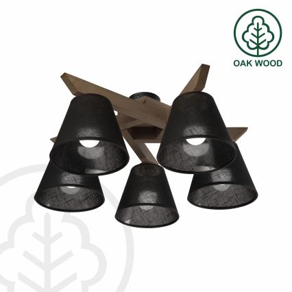 Brilagi - Bevestigde hanglamp ANTHONY 5xE14/40W/230V eiken/zwart