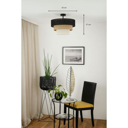 Brilagi - Bevestigde hanglamp ASPEN LUNETA 1xE27/15W/230V diameter 45 cm zwart/beige/crème