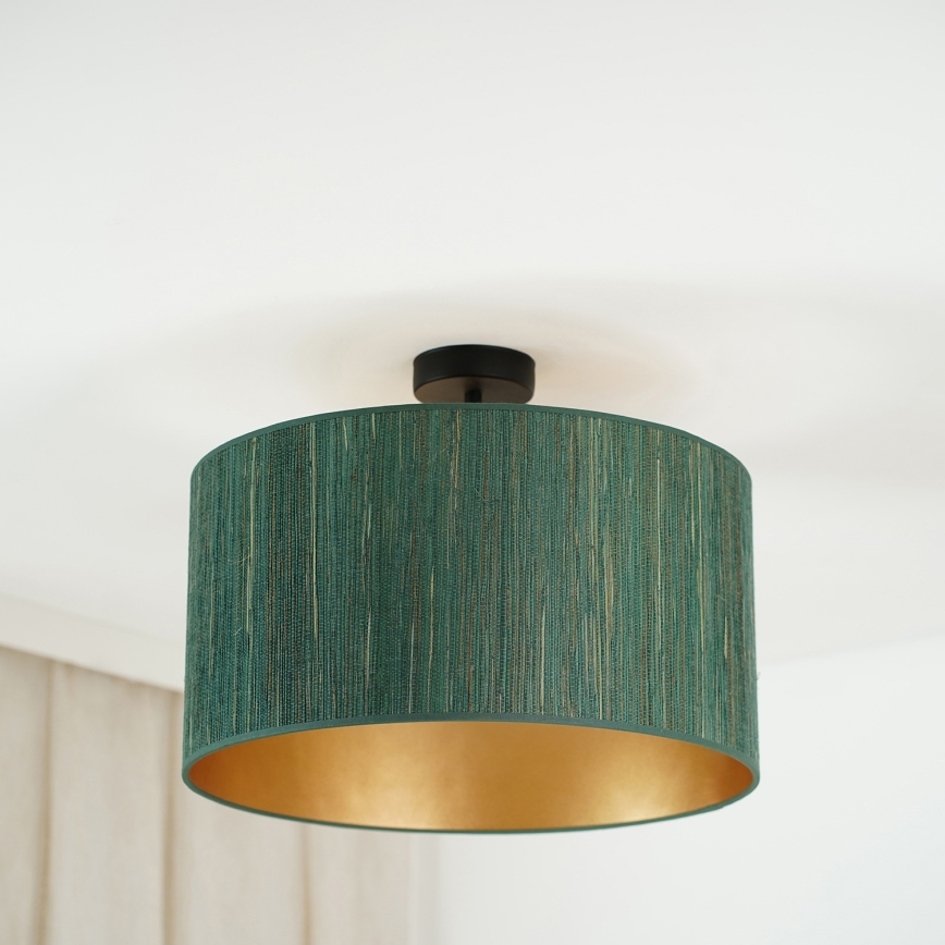 Brilagi - Bevestigde hanglamp BOSTON ROLLER 1xE27/15W/230V diameter 45 cm stro groen/goud