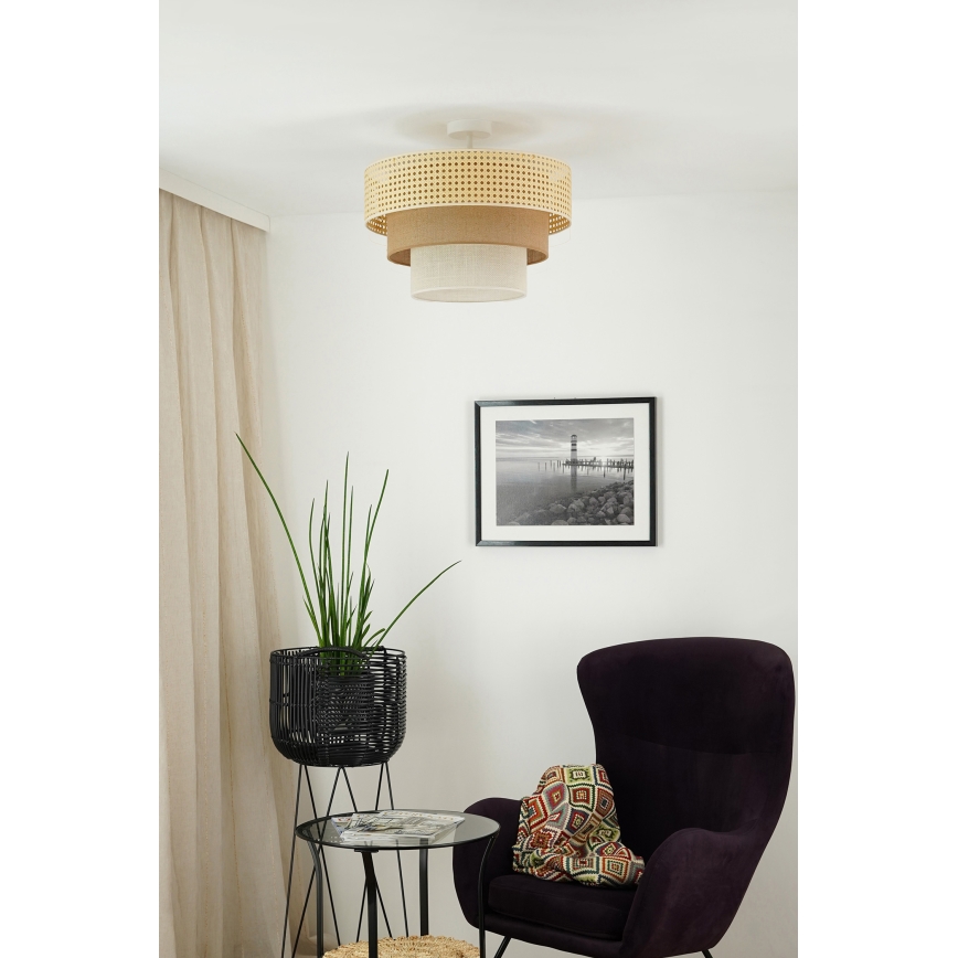 Brilagi - Bevestigde hanglamp CEDAR LUNETA 1xE27/15W/230V diameter 45 cm beige/bruin/crème