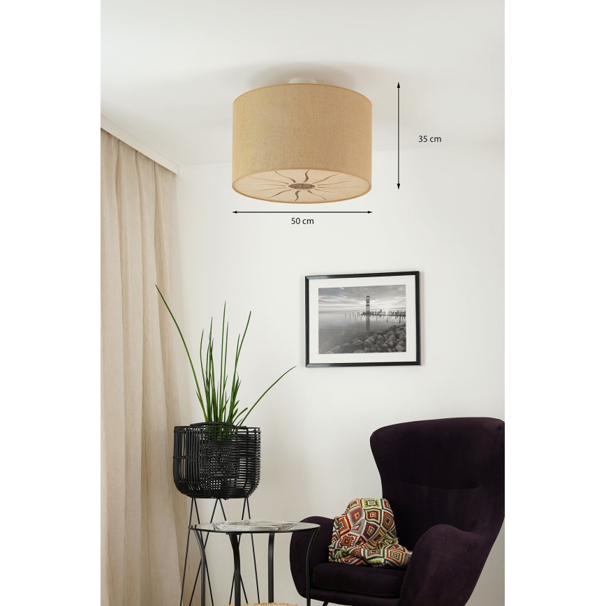 Brilagi - Bevestigde hanglamp COUNTRY ROLLER 1xE27/15W/230V diameter 50 cm beige