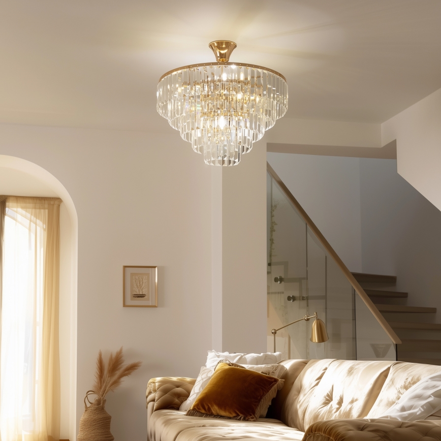 Brilagi - Bevestigde hanglamp CRYSTAL 5xE14/40W/230V goud
