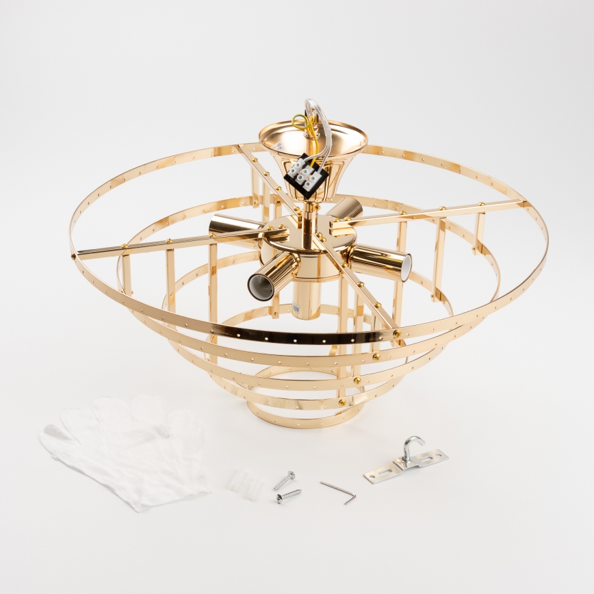 Brilagi - Bevestigde hanglamp CRYSTAL 5xE14/40W/230V goud