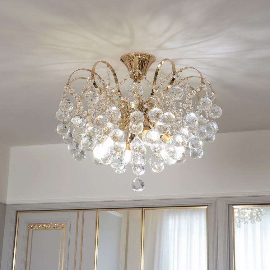 Brilagi - Bevestigde hanglamp CRYSTAL 6xE14/60W/230V goud