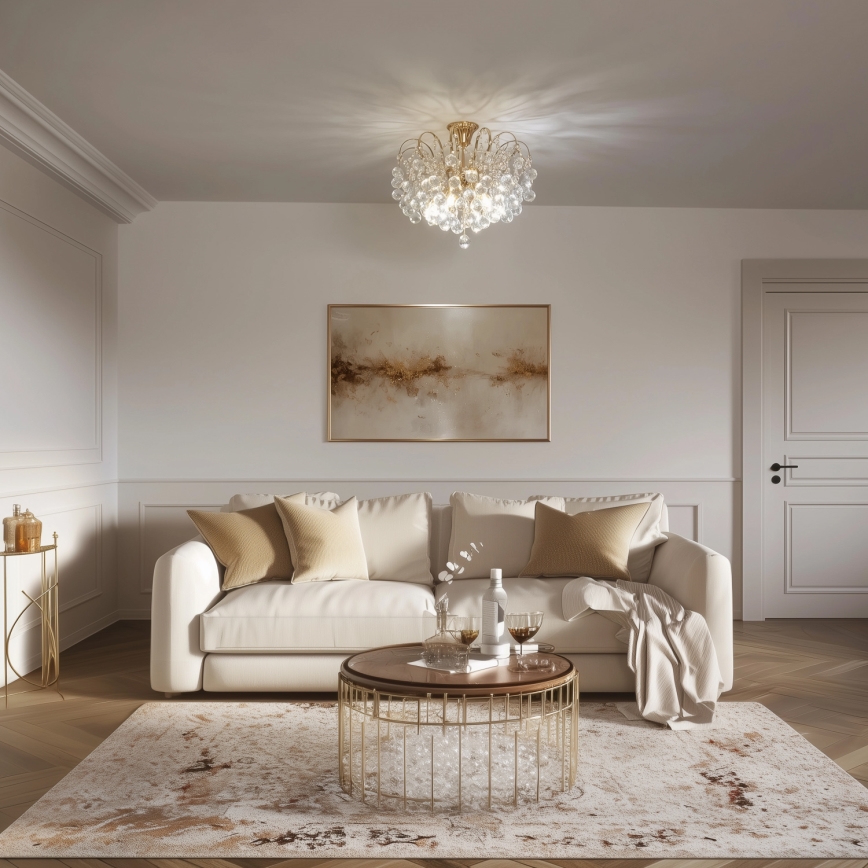 Brilagi - Bevestigde hanglamp CRYSTAL 6xE14/60W/230V goud