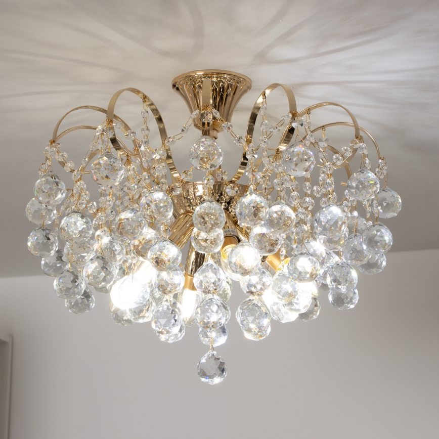 Brilagi - Bevestigde hanglamp CRYSTAL 6xE14/60W/230V goud