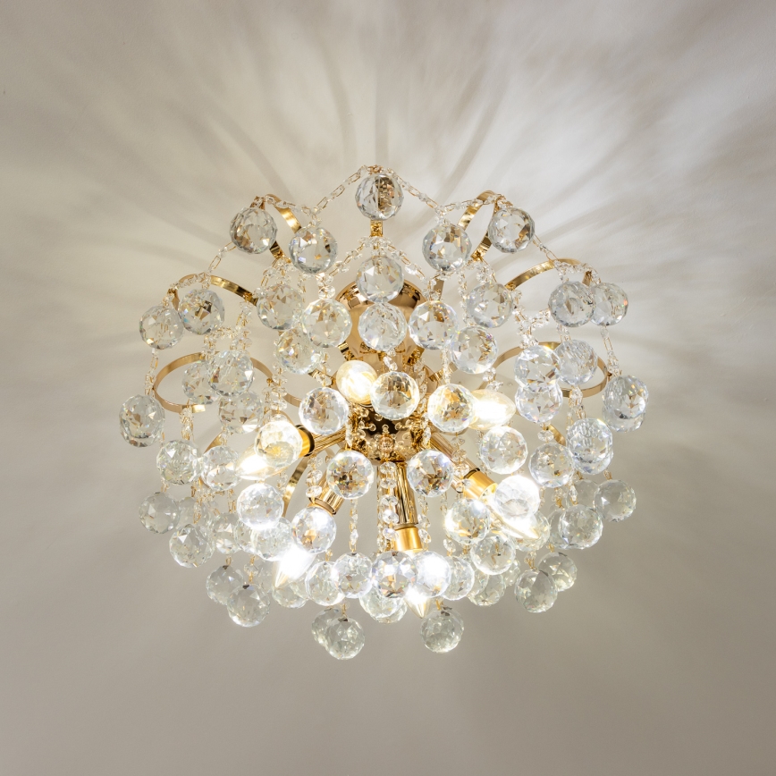 Brilagi - Bevestigde hanglamp CRYSTAL 6xE14/60W/230V goud