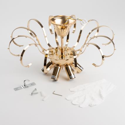 Brilagi - Bevestigde hanglamp CRYSTAL 6xE14/60W/230V goud