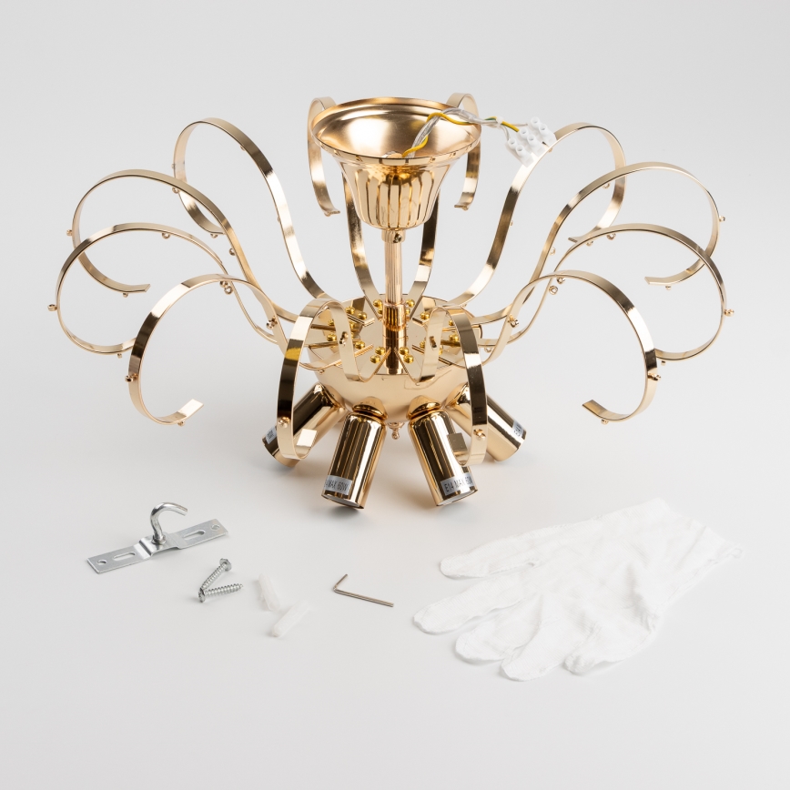 Brilagi - Bevestigde hanglamp CRYSTAL 6xE14/60W/230V goud