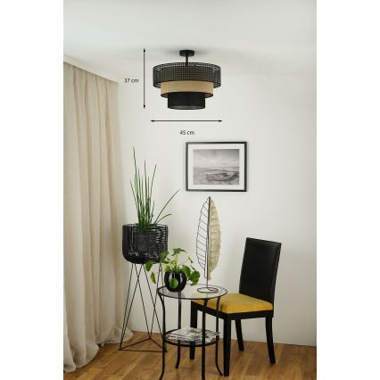Brilagi - Bevestigde hanglamp DAKOTA LUNETA 1xE27/15W/230V diameter 45 cm zwart/beige