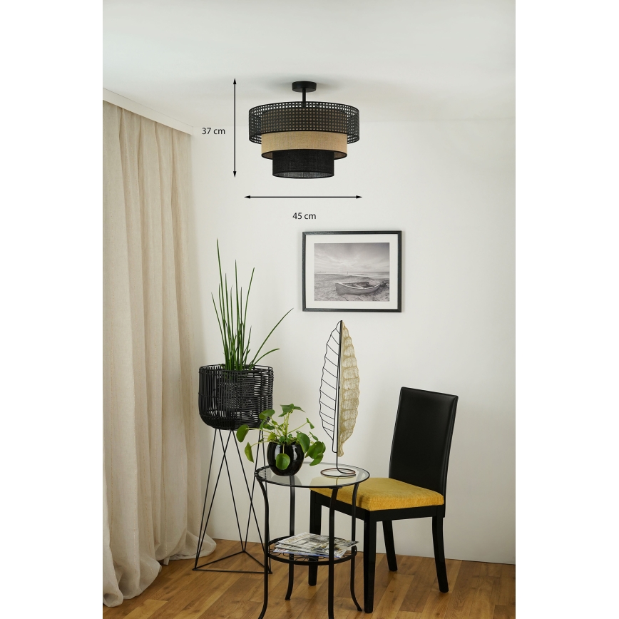 Brilagi - Bevestigde hanglamp DAKOTA LUNETA 1xE27/15W/230V diameter 45 cm zwart/beige