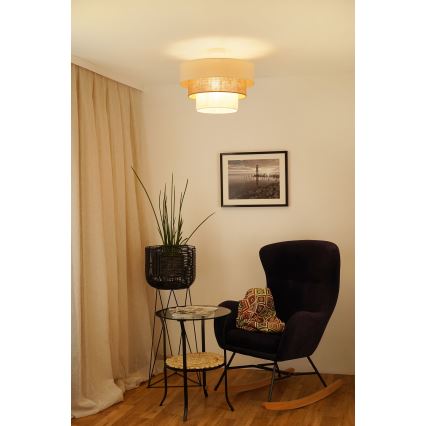 Brilagi - Bevestigde hanglamp DENVER LUNETA 1xE27/15W/230V diameter 45 cm beige/bruin/crème