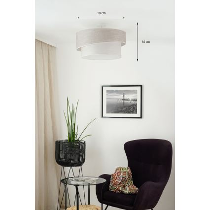 Brilagi - Bevestigde hanglamp DOVER SHINE 1xE27/15W/230V diameter 50 cm grijs/crème