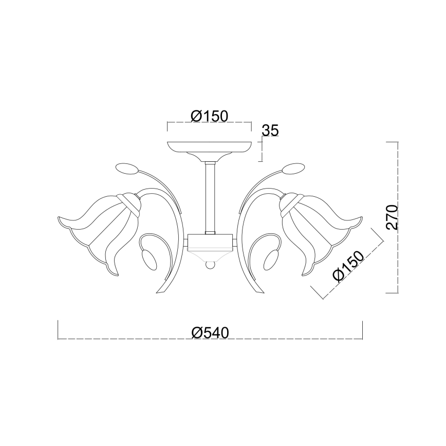 Brilagi - Bevestigde hanglamp FLORA 3xE27/60W/230V brons