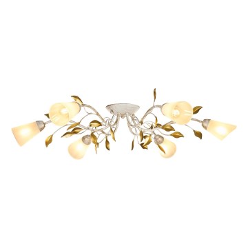 Brilagi - Bevestigde hanglamp FLORA 6xE14/60W/230V goud/crème/patina