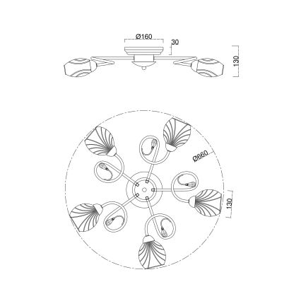 Brilagi - Bevestigde hanglamp MEGAPOLIS 5xE14/60W/230V goud