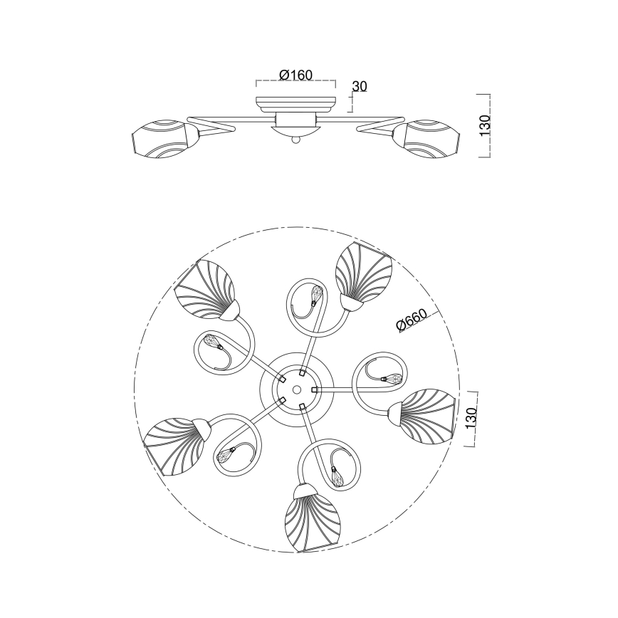 Brilagi - Bevestigde hanglamp MEGAPOLIS 5xE14/60W/230V goud