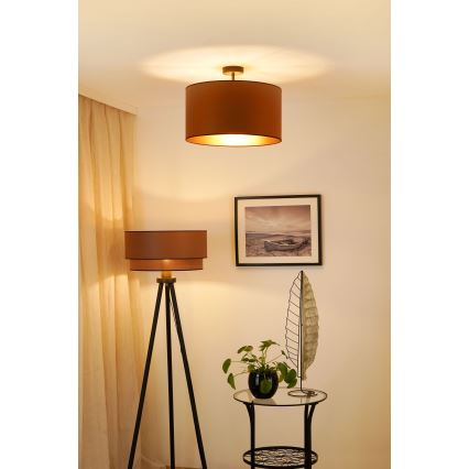 Brilagi - Bevestigde hanglamp OREGON ROLLER VEGE 1xE27/15W/230V diameter 45 cm bruin