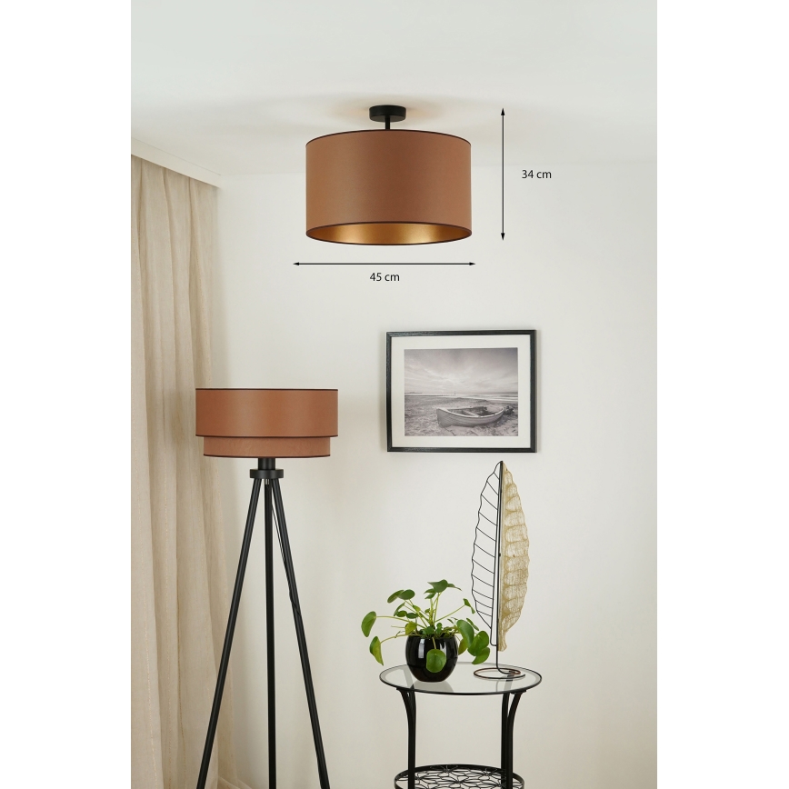 Brilagi - Bevestigde hanglamp OREGON ROLLER VEGE 1xE27/15W/230V diameter 45 cm bruin