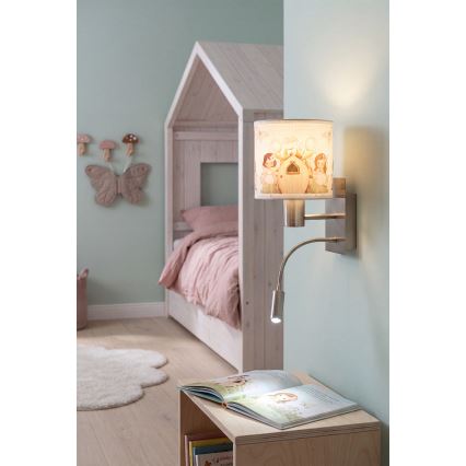 Brilagi - LED Flexibele wandlamp voor kinderen BOBO 1xE27/25W/230V + LED/3W mat chroom/wit/roze/feeën