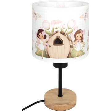Brilagi - BOBO WOOD kinderbureaulamp 1xE27/25W/230V eiken/zwart/wit/roze/feeën