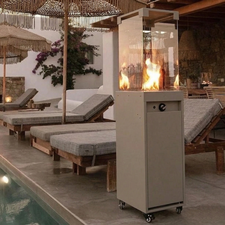 BRILAGI - Buiten gashaard FLARO GAS 142x36 cm 8kW 1xAAA beige + beschermhoes