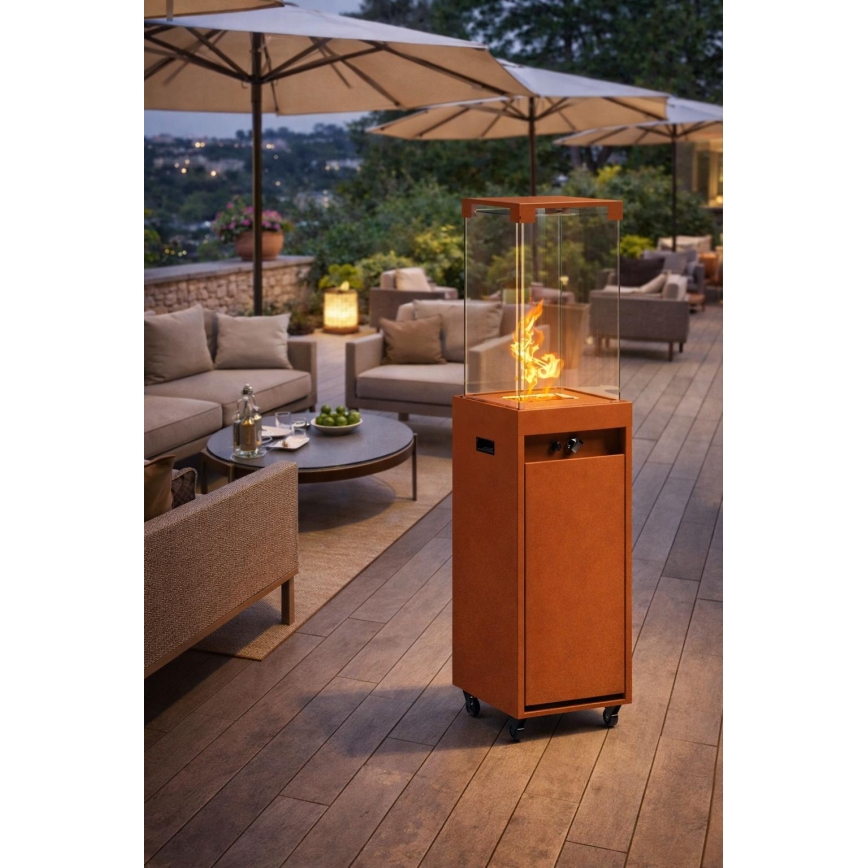 BRILAGI - Buitengashaard FLARO GAS 142x36 cm 8kW 1xAAA roestbruin/bruin + beschermhoes