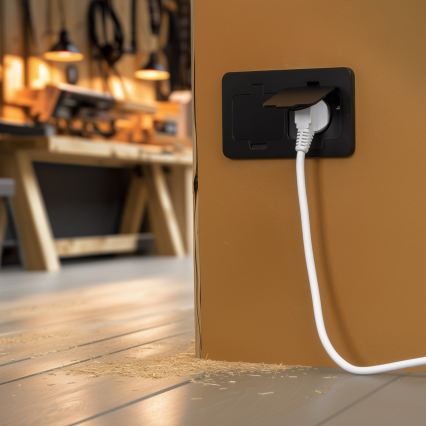 Brilagi - Buiten inbouw dubbel vloerstopcontact IP55 zwart rechthoekig