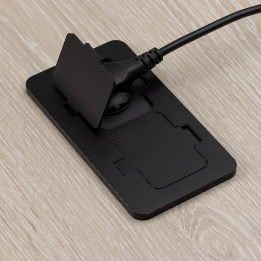 Brilagi - Buiten inbouw dubbel vloerstopcontact IP55 zwart rechthoekig