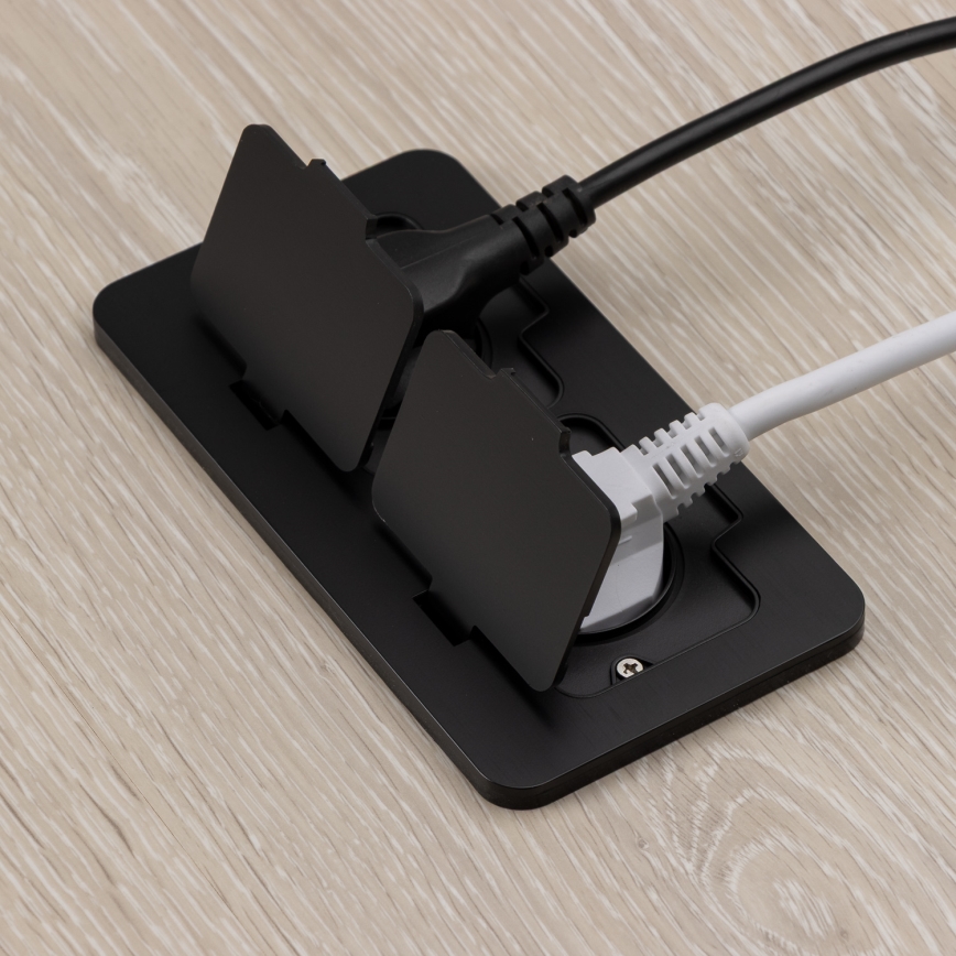 Brilagi - Buiten inbouw dubbel vloerstopcontact IP55 zwart rechthoekig