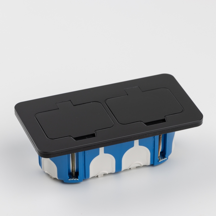 Brilagi - Buiten inbouw dubbel vloerstopcontact IP55 zwart rechthoekig