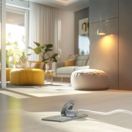 Brilagi - Buiten inbouw vloer dubbele aansluiting IP55 zilver rechthoekig