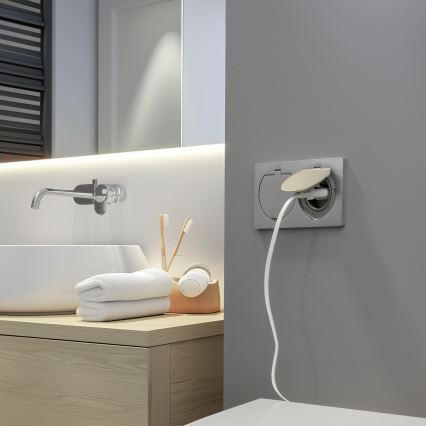 Brilagi - Buiten inbouw vloer dubbele aansluiting IP55 zilver rechthoekig