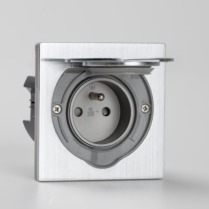 Brilagi - Buiten inbouw vloer stopcontact IP55 mat chroom vierhoekig