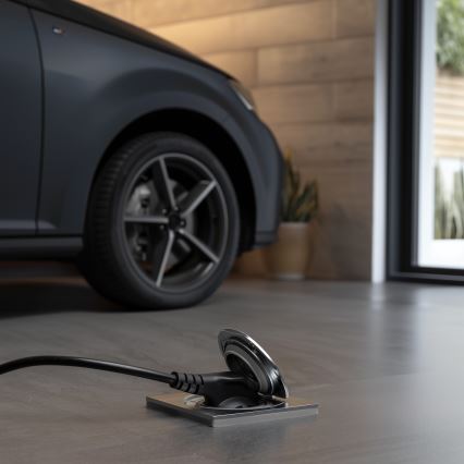 Brilagi - Buiten inbouw vloer stopcontact IP55 mat chroom vierhoekig