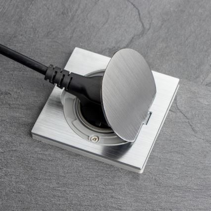 Brilagi - Buiten inbouw vloer stopcontact IP55 mat chroom vierhoekig