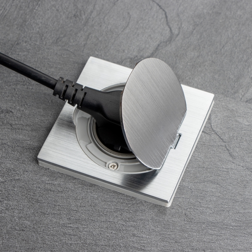 Brilagi - Buiten inbouw vloer stopcontact IP55 mat chroom vierhoekig