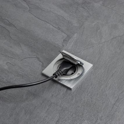 Brilagi - Buiten inbouw vloer stopcontact IP55 mat chroom vierhoekig