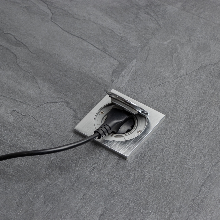 Brilagi - Buiten inbouw vloer stopcontact IP55 mat chroom vierhoekig