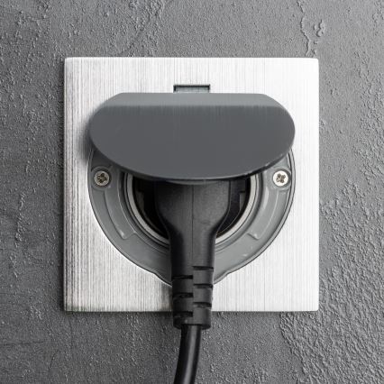 Brilagi - Buiten inbouw vloer stopcontact IP55 mat chroom vierhoekig
