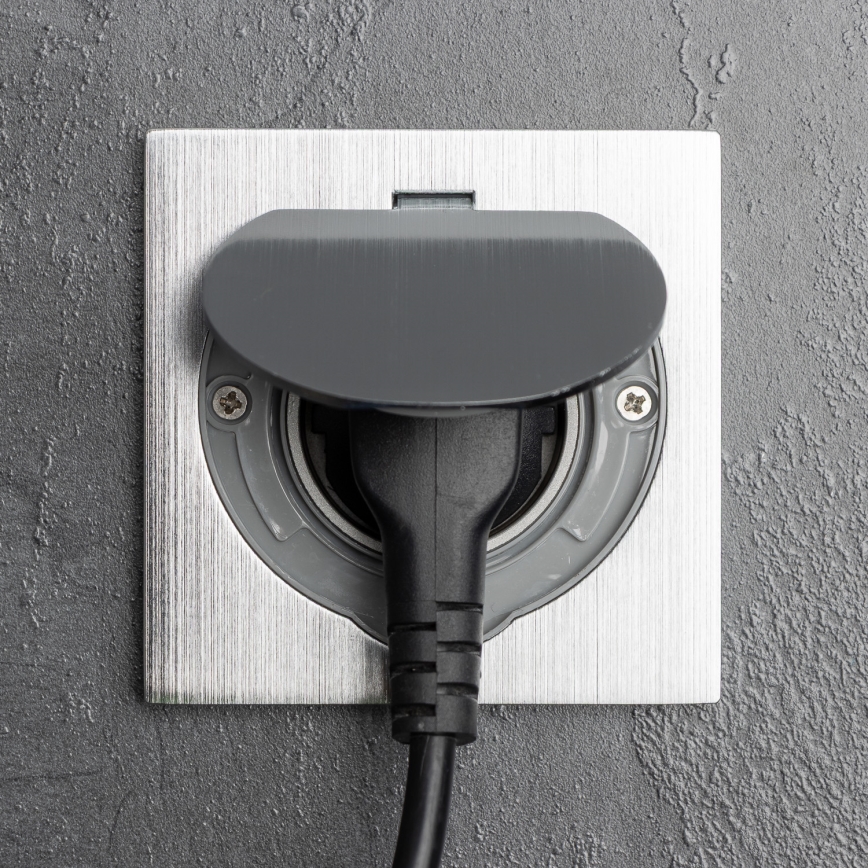 Brilagi - Buiten inbouw vloer stopcontact IP55 mat chroom vierhoekig