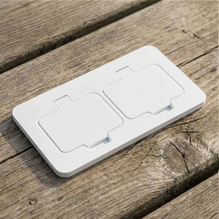 Brilagi - Buiten inbouw-vloerdoos met dubbel stopcontact, IP55, wit, rechthoekig