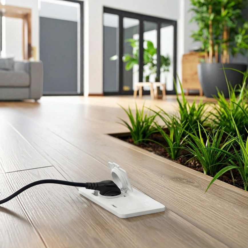 Brilagi - Buiten inbouw-vloerdoos met dubbel stopcontact, IP55, wit, rechthoekig