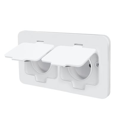 Brilagi - Buiten inbouw-vloerdoos met dubbel stopcontact, IP55, wit, rechthoekig
