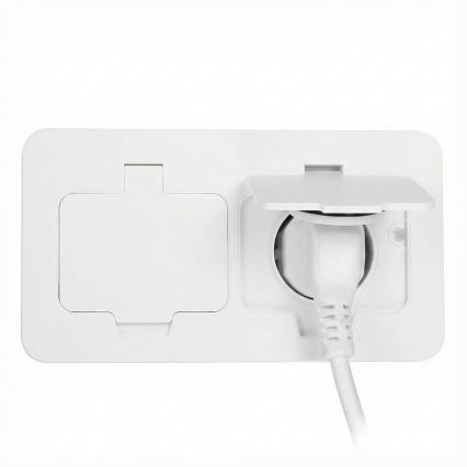 Brilagi - Buiten inbouw-vloerdoos met dubbel stopcontact, IP55, wit, rechthoekig