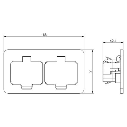 Brilagi - Buiten inbouw-vloerdoos met dubbel stopcontact, IP55, wit, rechthoekig