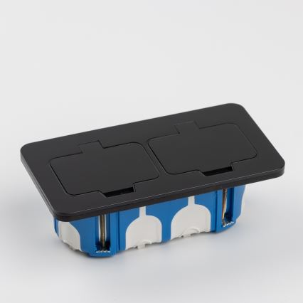 BRILAGI - Buiten ingebouwde dubbele vloercontactdoos IP55, zwart, rechthoekig