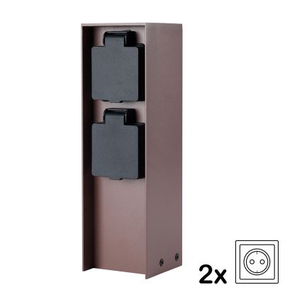 Brilagi - Buiten stopcontactpaal PILLAR 2Z SCHUKO 230V IP44 bruin