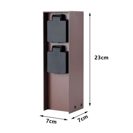 Brilagi - Buiten stopcontactpaal PILLAR 2Z SCHUKO 230V IP44 bruin